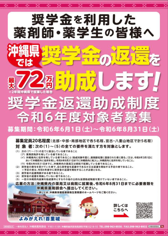 沖縄県薬剤師奨学金返還助成制度